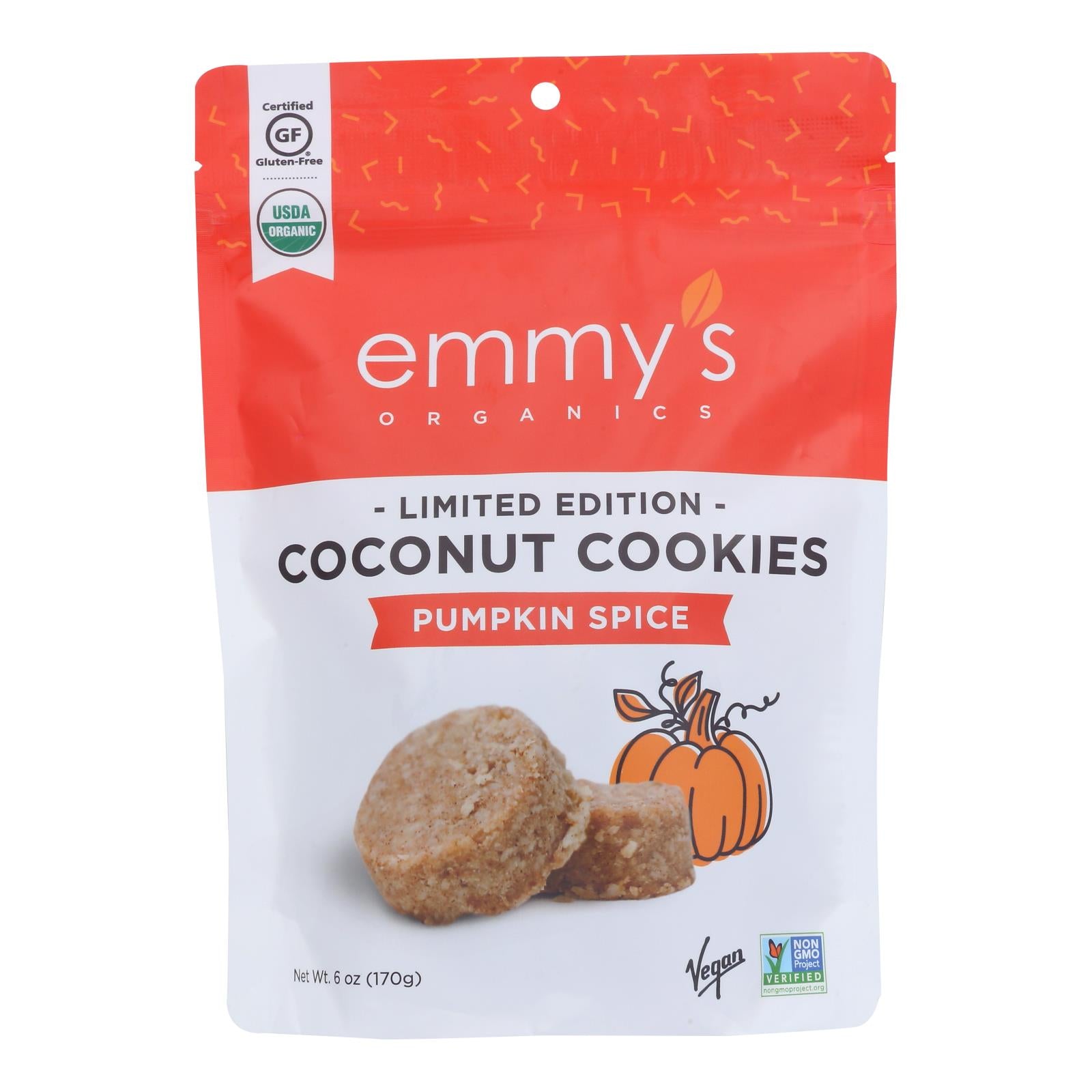 Emmy'S Organics, Emmy's Organics - Cookies Pumpkin Spice - Case of 8 - 6 OZ (Pack of 8)