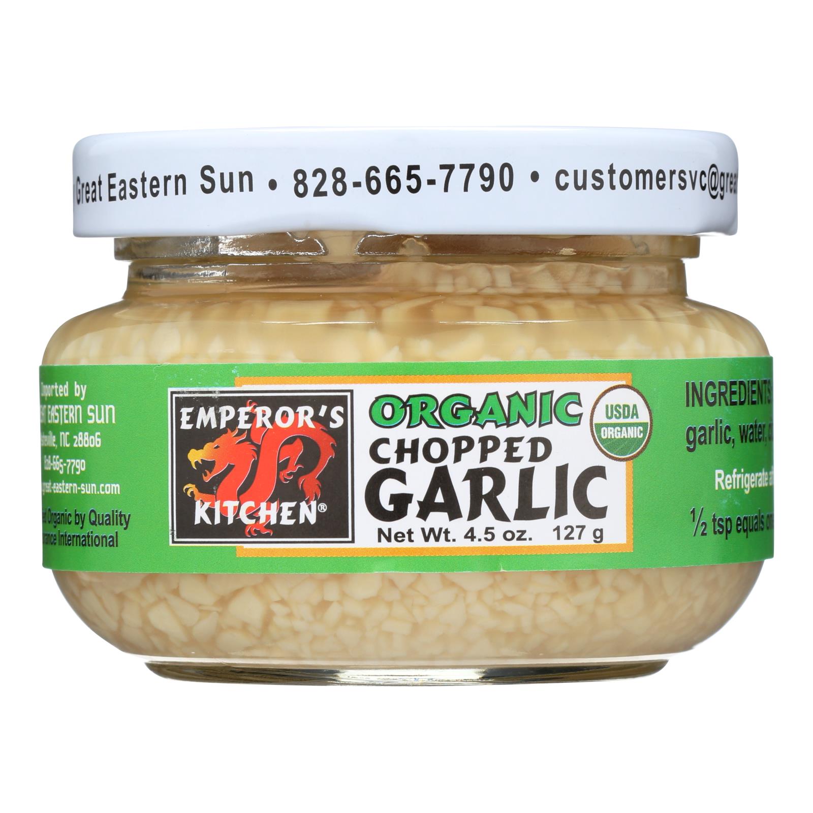 Emperor'S Kitchen, Emperors Kitchen Garlic - Organic - Chopped - 4.5 oz - case of 12 (Pack of 12)