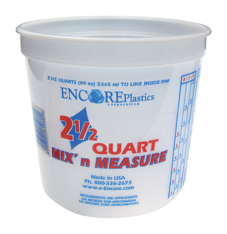 ENCORE INDUSTRIES INC, Encore Mix' n Measure White 2.5 qt Paint Pail