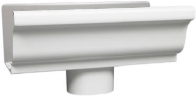 Amerimax Home Products, End Piece With 3-In. Drop For 5-In. Gutter, White Galvanized Steel