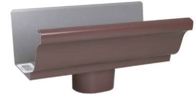 Amerimax Home Products, End With Drop For 4-In. Gutter, Brown Galvanized Steel, 4-In.