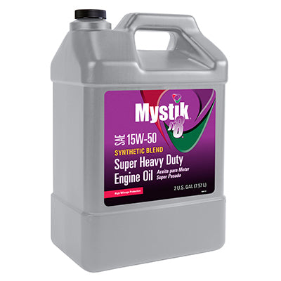 Mystik, Engine Oil, Heavy-Duty Synthetic Blend, 15W-50, 2-Gallons