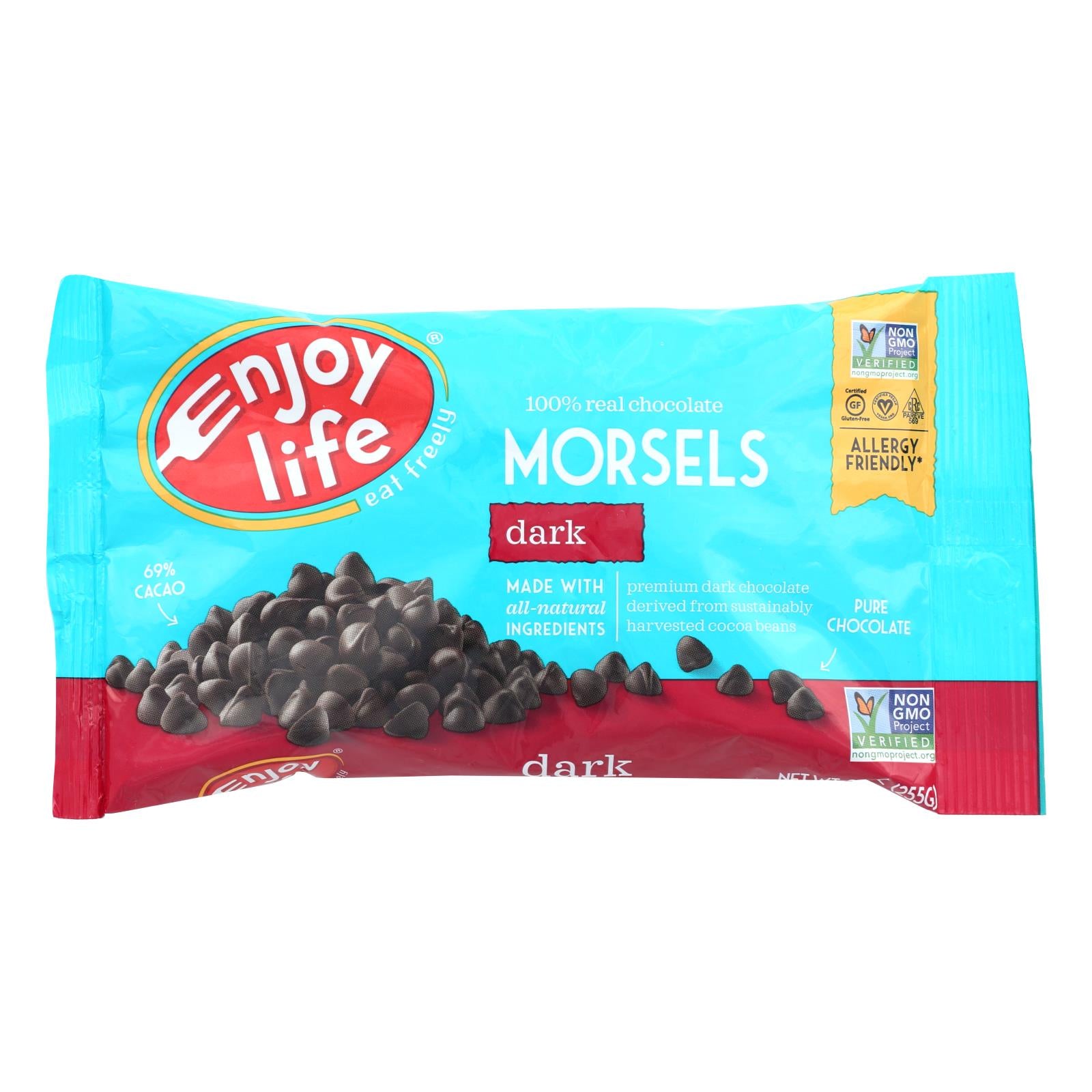 ENJOY LIFE, Enjoy Life - Baking Chocolate - Morsels - Dark Chocolate - 9 oz - case of 12 (Pack of 12)