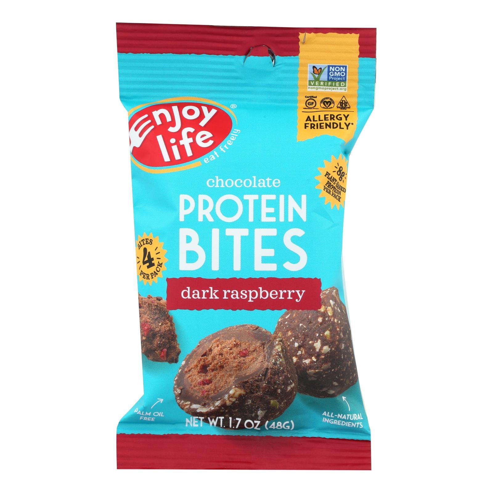 ENJOY LIFE, Enjoy Life - Bites Protein Dark Raspberry - Case of 8 - 1.7 OZ (Pack of 8)