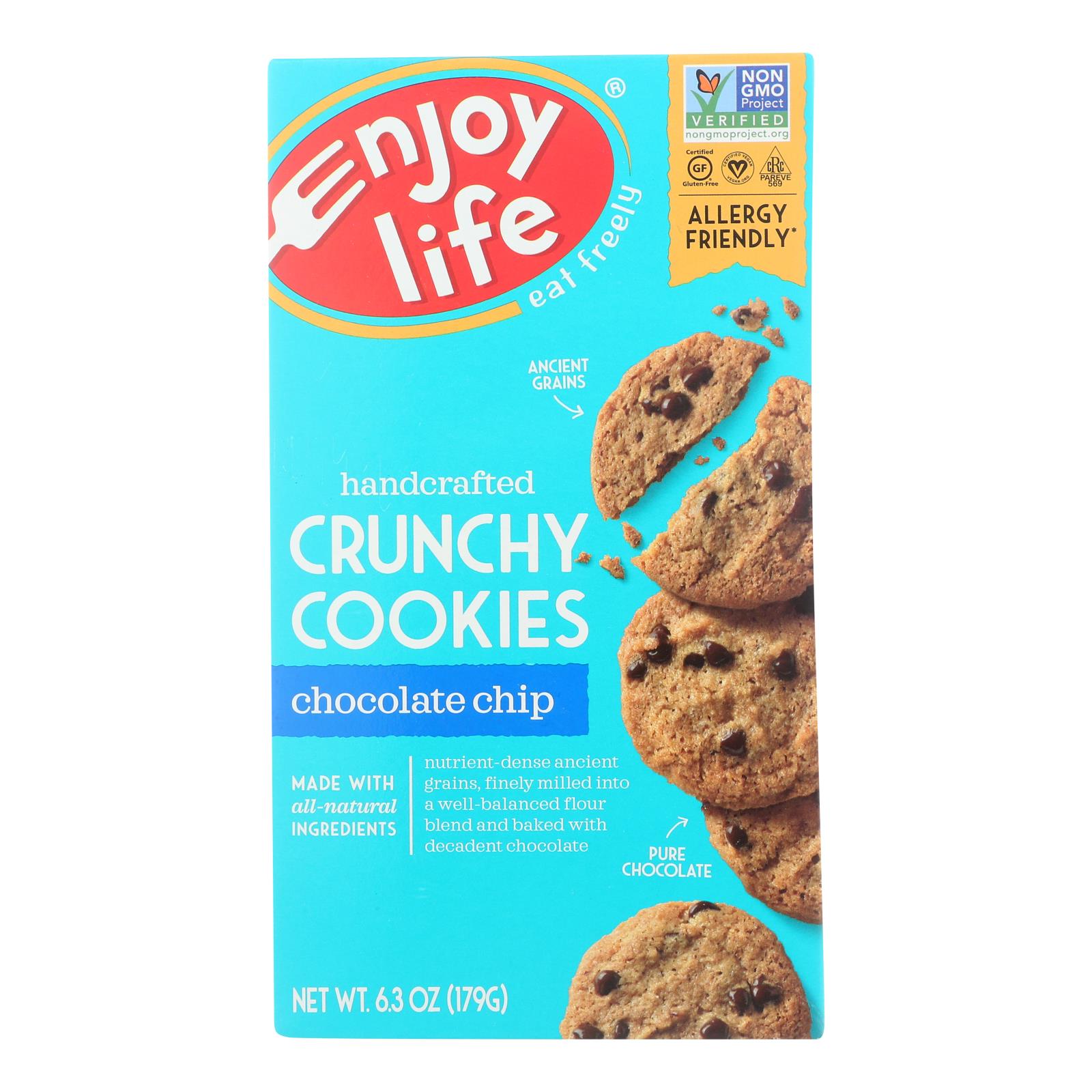 ENJOY LIFE, Enjoy Life - Cookie - Crunchy - Chocolate Chip - Gluten Free - 6.3 oz - case of 6 (Pack of 6)