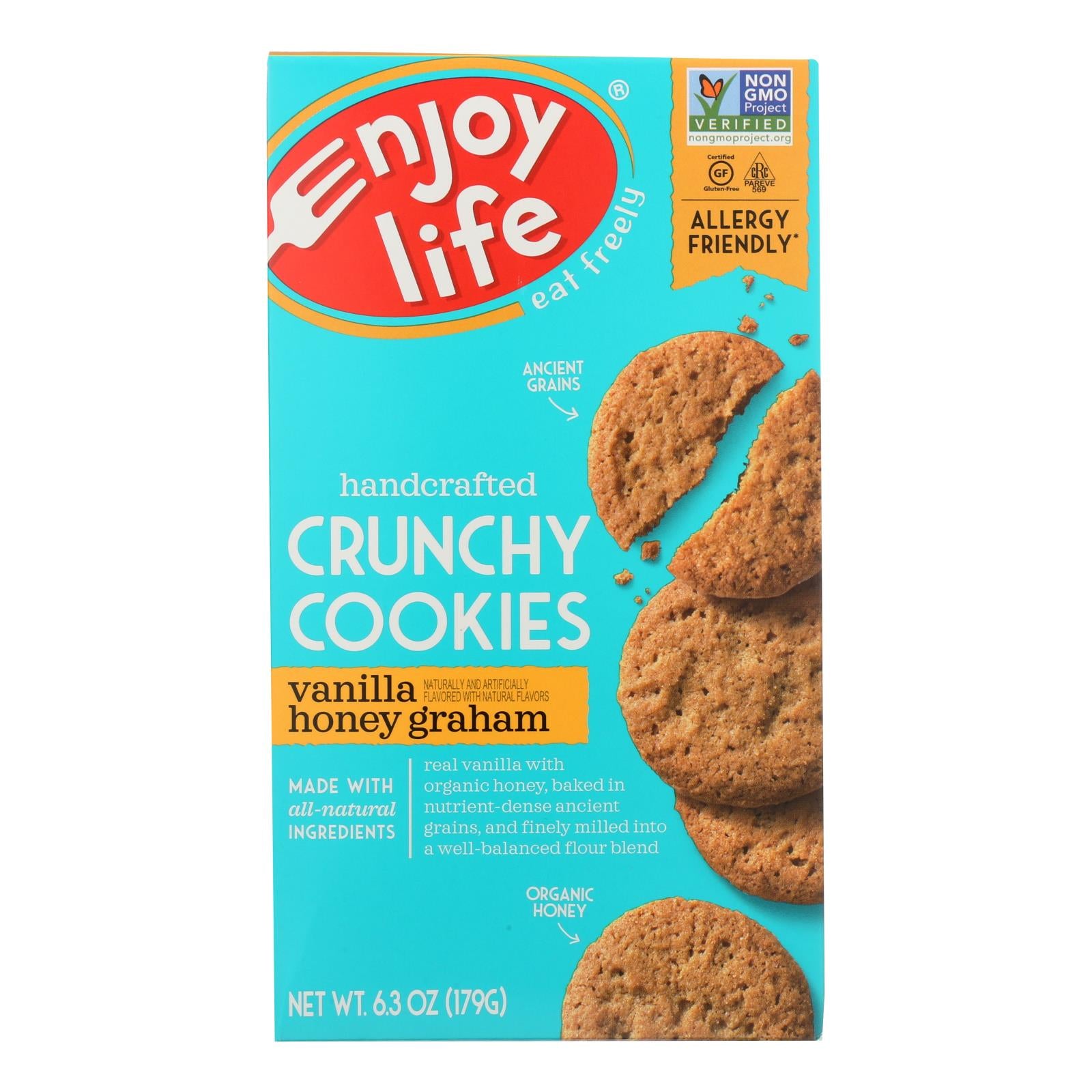 ENJOY LIFE, Enjoy Life - Cookie - Crunchy - Vanilla Honey Graham - Gluten Free - 6.3 oz - case of 6 (Pack of 6)