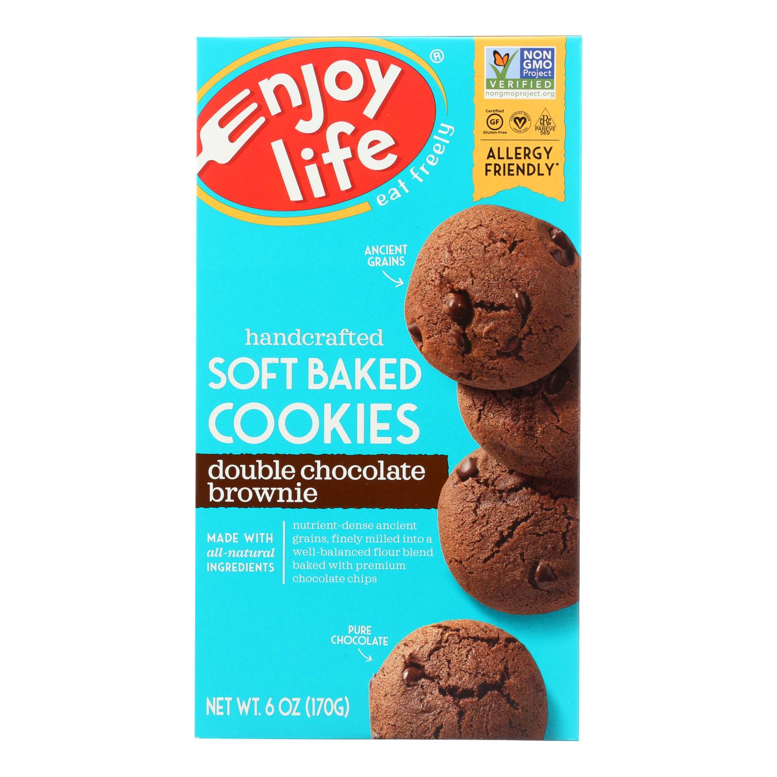 ENJOY LIFE, Enjoy Life - Cookie - Soft Baked - Double Chocolate Brownie - Gluten Free - 6 oz - case of 6 (Pack of 6)