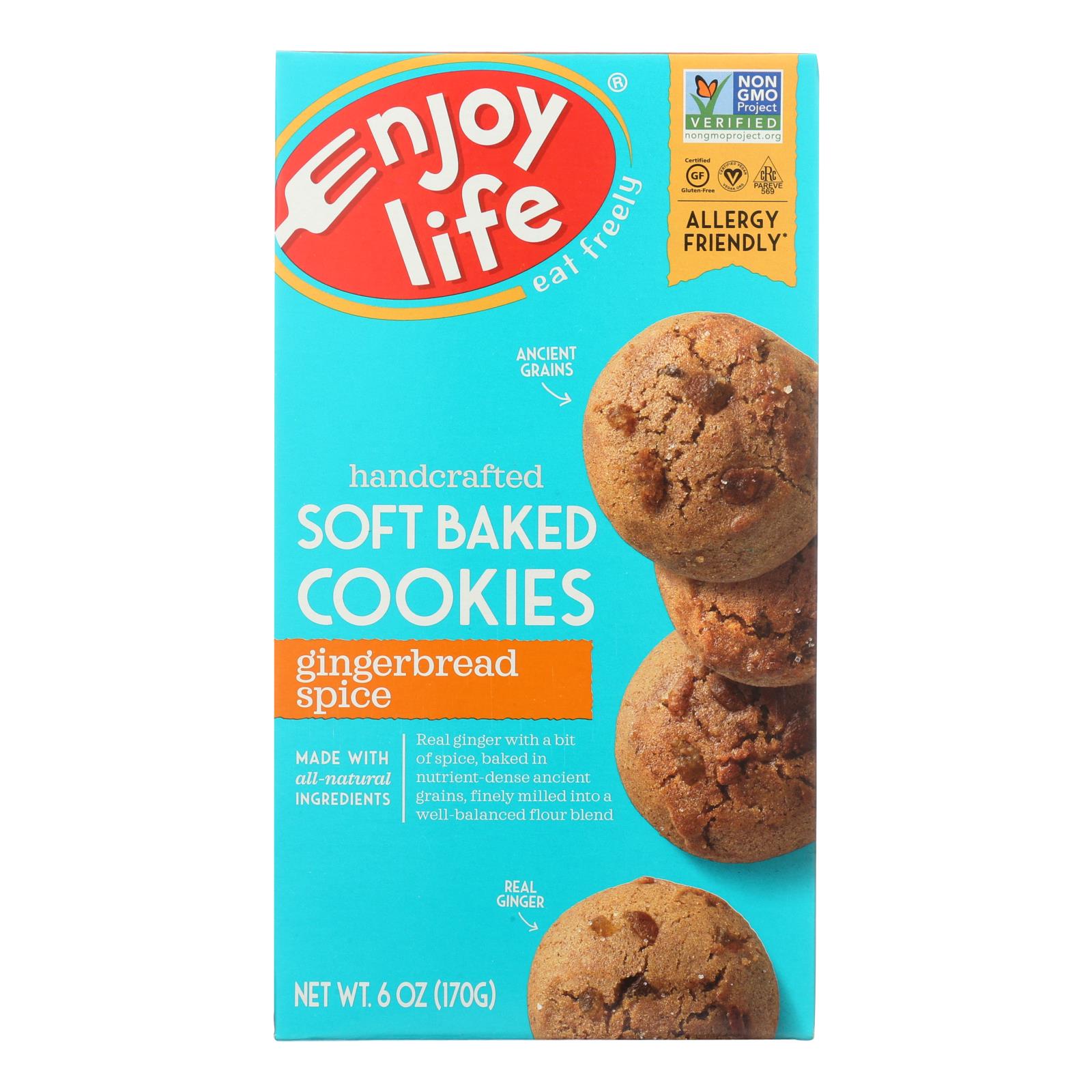 ENJOY LIFE, Enjoy Life - Cookie - Soft Baked - Gingerbread Spice - Gluten Free - 6 oz - case of 6 (Pack of 6)