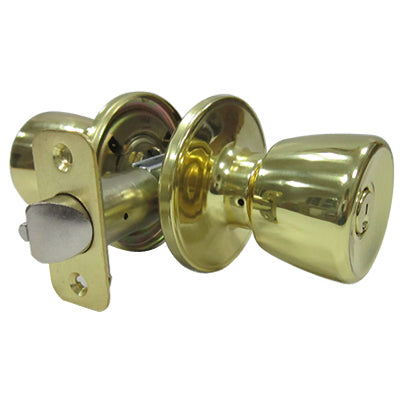 Taiwan Fu Hsing Industrial Co, Entry Lockset, Medium Tulip-Style Knob, Polished Brass (Pack of 3)