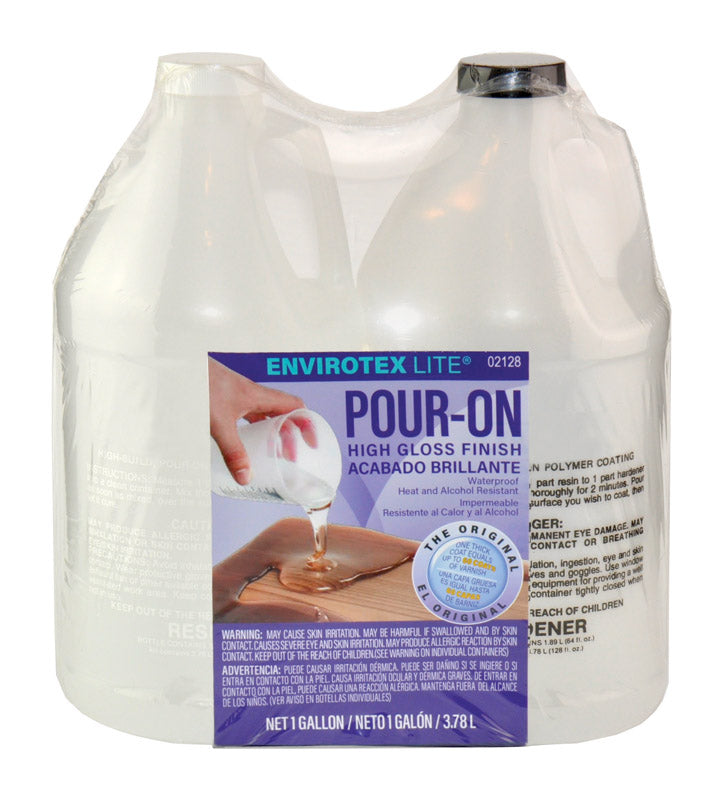 POLYTEK DEVELOPMENT CORP, EnviroTex Clear Pour-On High Gloss Finish 1 gal. (Pack of 2)