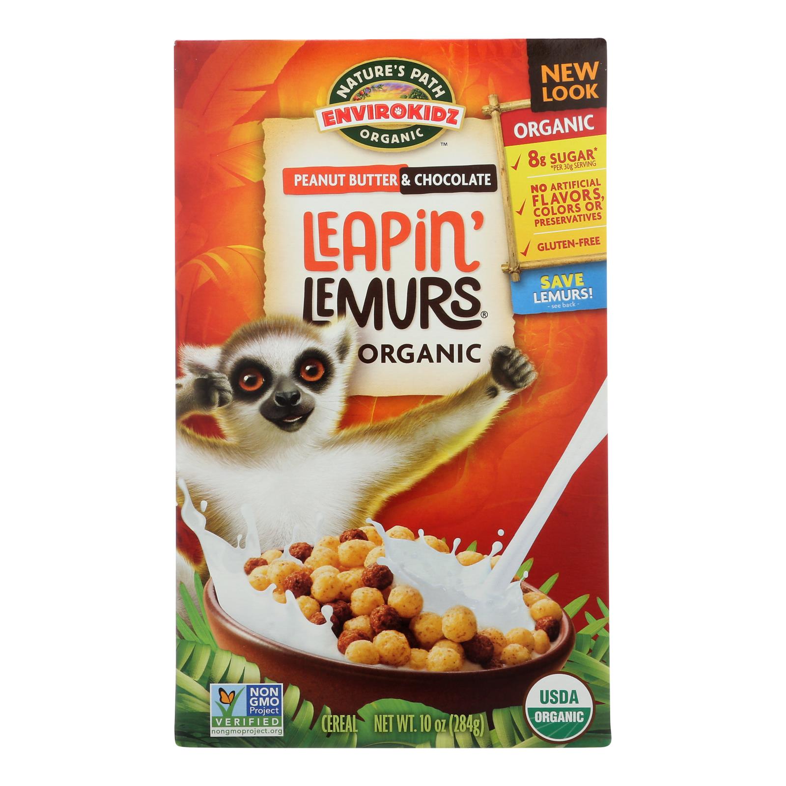 Envirokidz, Envirokidz - Leapin' Lemurs Cereal - Peanut Butter and Chocolate - Case of 12 - 10 oz. (Pack of 12)