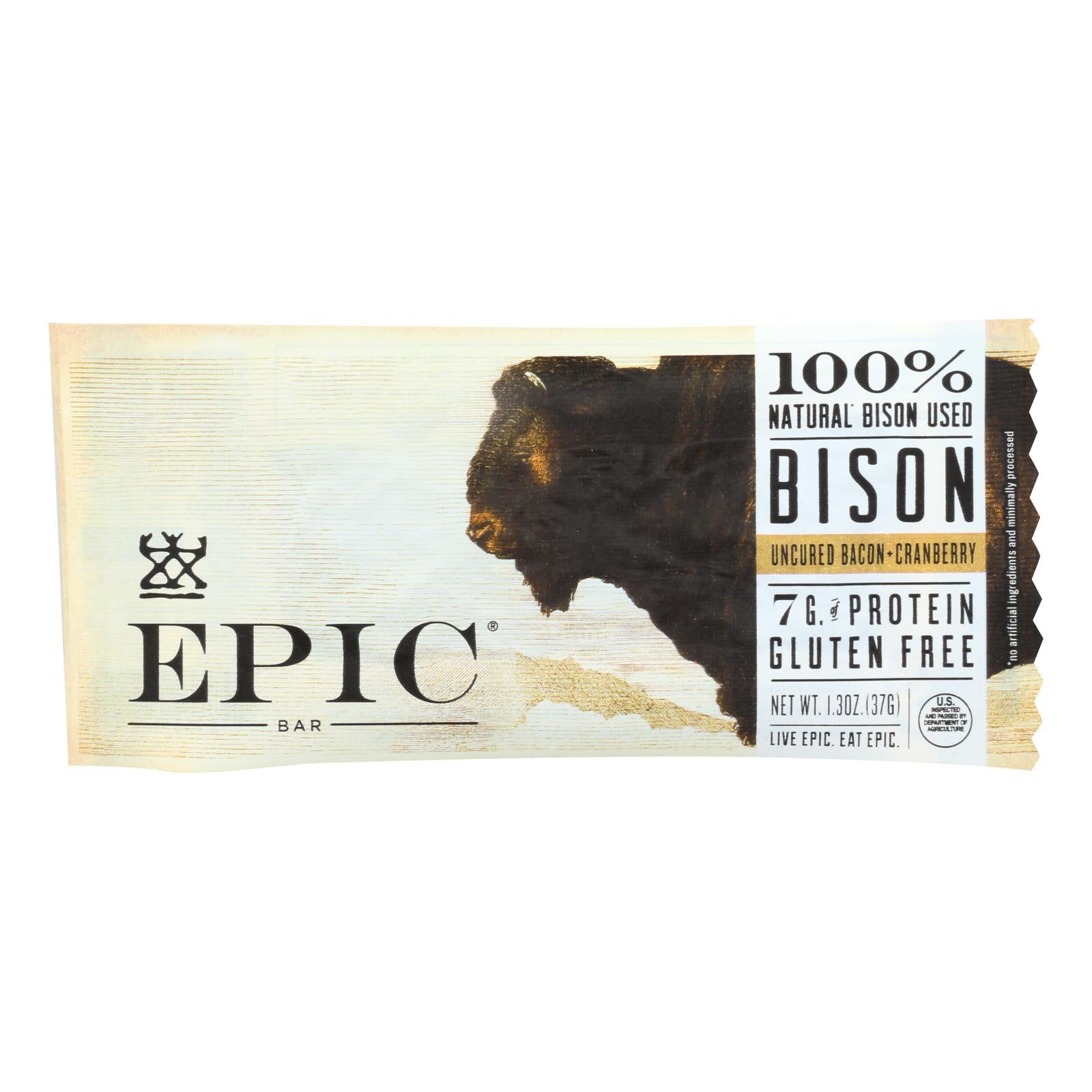 Epic, Epic - Bar - Bison - Uncured Bacon - Cranberry - Case of 12 - 1.3 oz (Pack of 12)