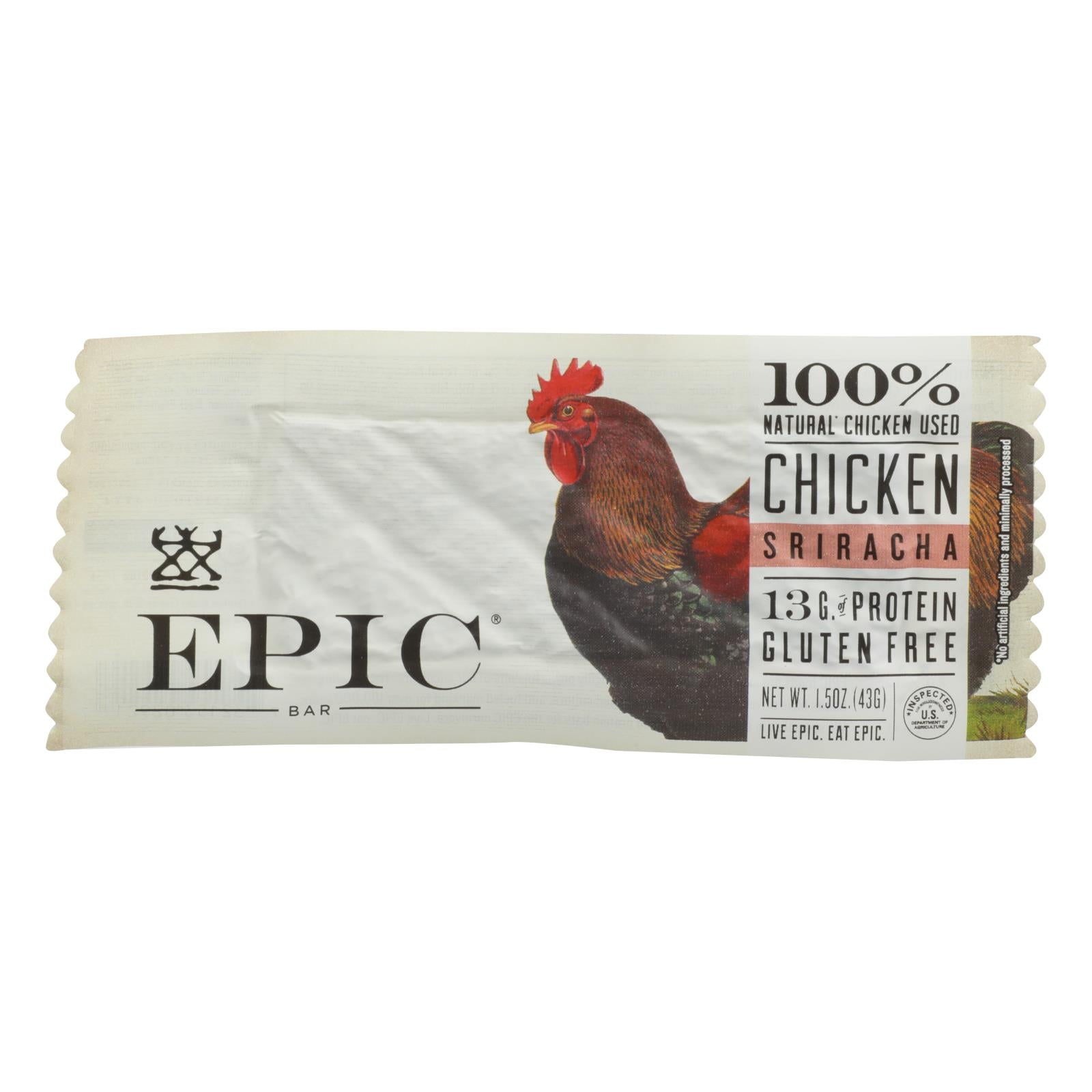 Epic, Epic - Bar - Chicken - Sriracha - Case of 12 - 1.5 oz (Pack of 12)