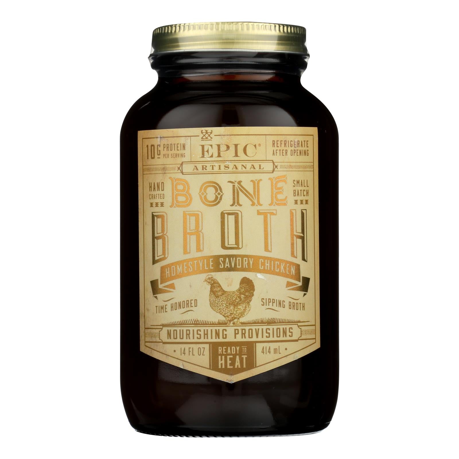 Epic, Epic Bone Broth-Homestyle Savory Chicken  - Case of 6 - 14 FZ (Pack of 6)