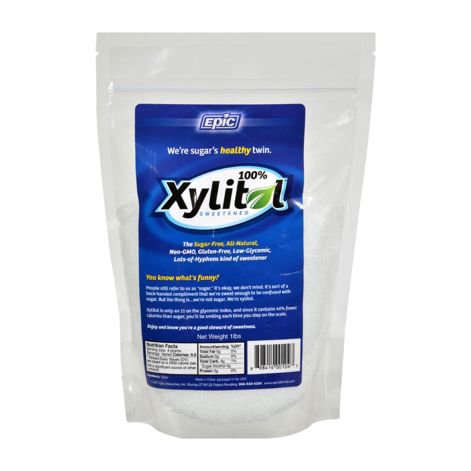 Epic Dental, Epic Dental - 100 Percent Xylitol Sweetener - Pouch - 1 lb