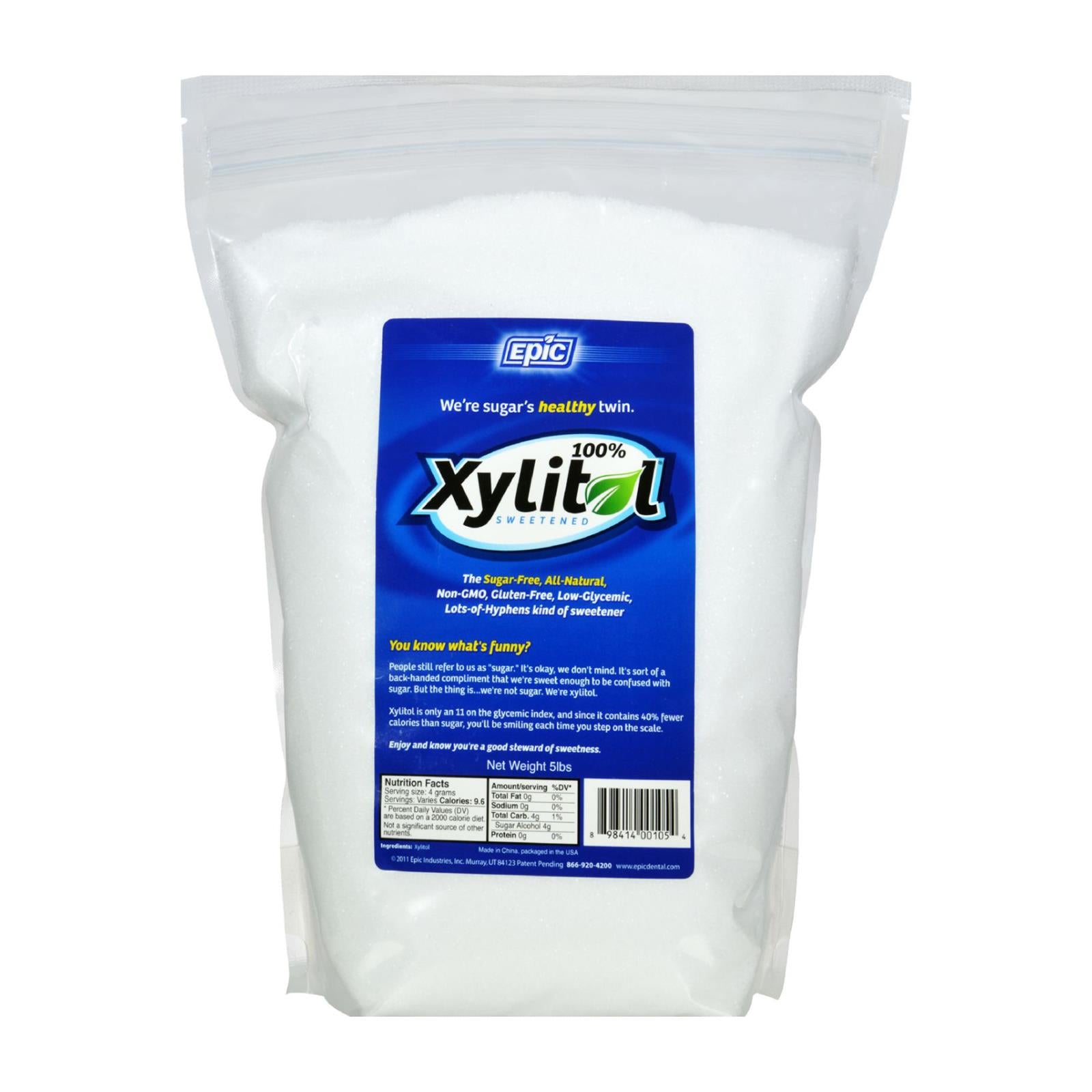 Epic Dental, Epic Dental - 100 Percent Xylitol Sweetener - Pouch - 5 lb