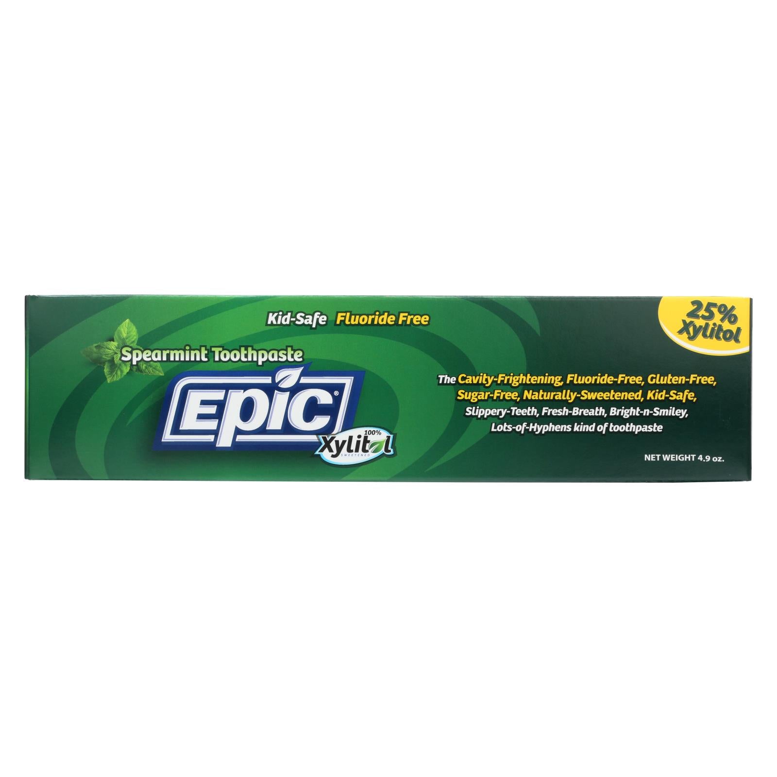 Epic Dental, Epic Dental - Fluoride Free Xylitol Toothpaste - Spearmint - 4.9 oz