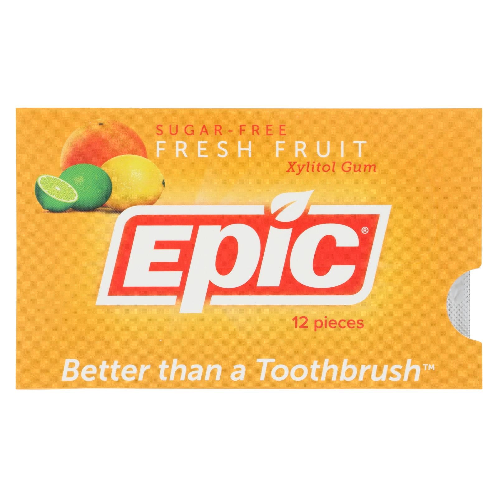 Epic Dental, Epic Dental - Xylitol Gum - Fresh Fruit - 12 Count - 1 Case (Pack of 12)