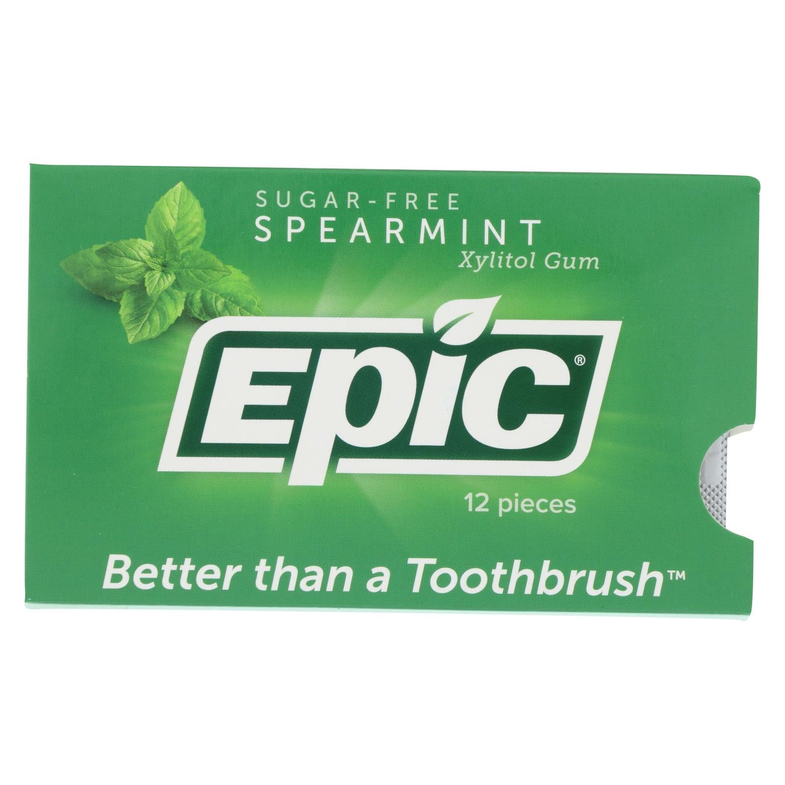 Epic Dental, Epic Dental - Xylitol Gum - Spearmint - Case of 12 - 12 Pack (Pack of 12)