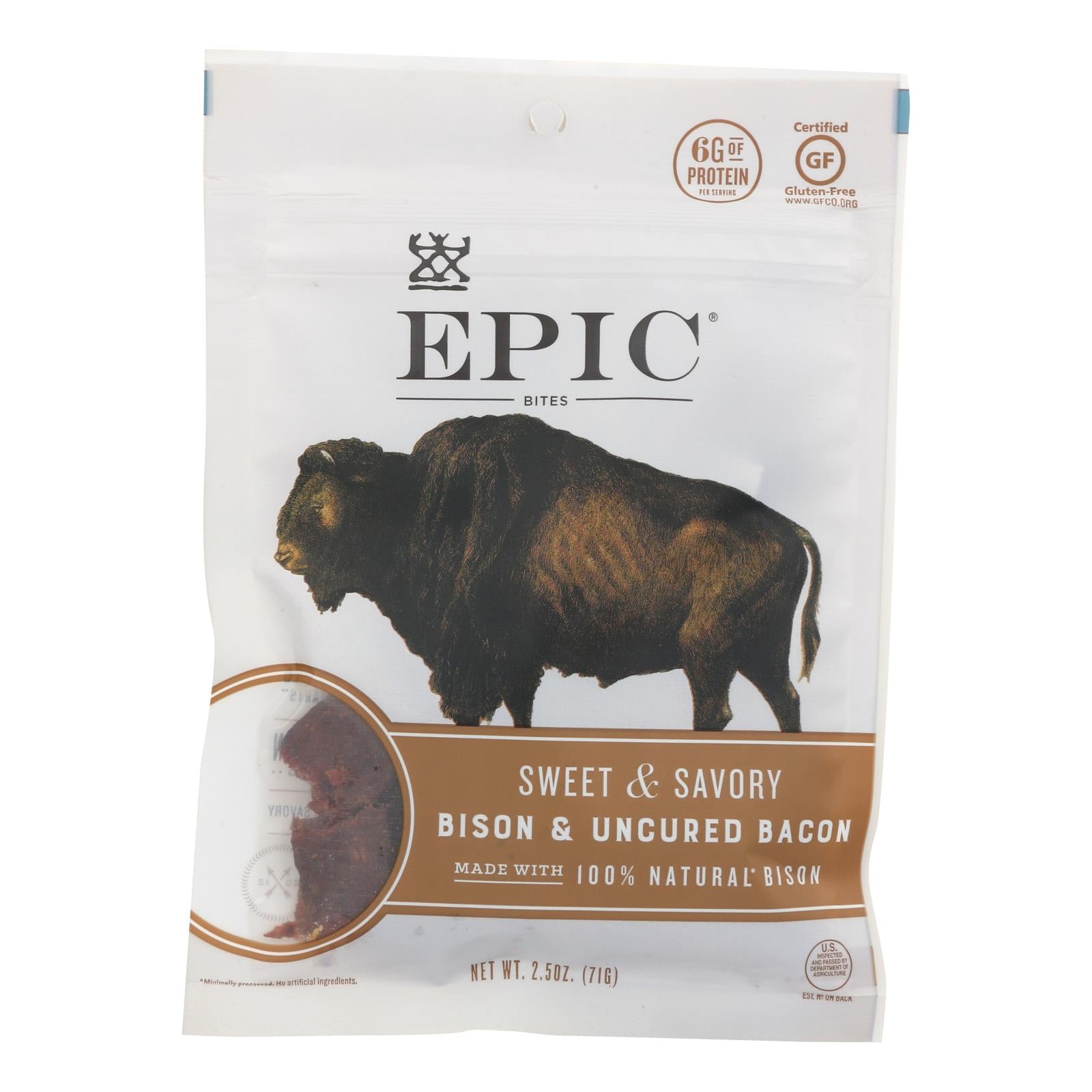 Epic, Epic - Jerky Bites - Bison Meat - Case of 8 - 2.5 oz. (Pack of 8)