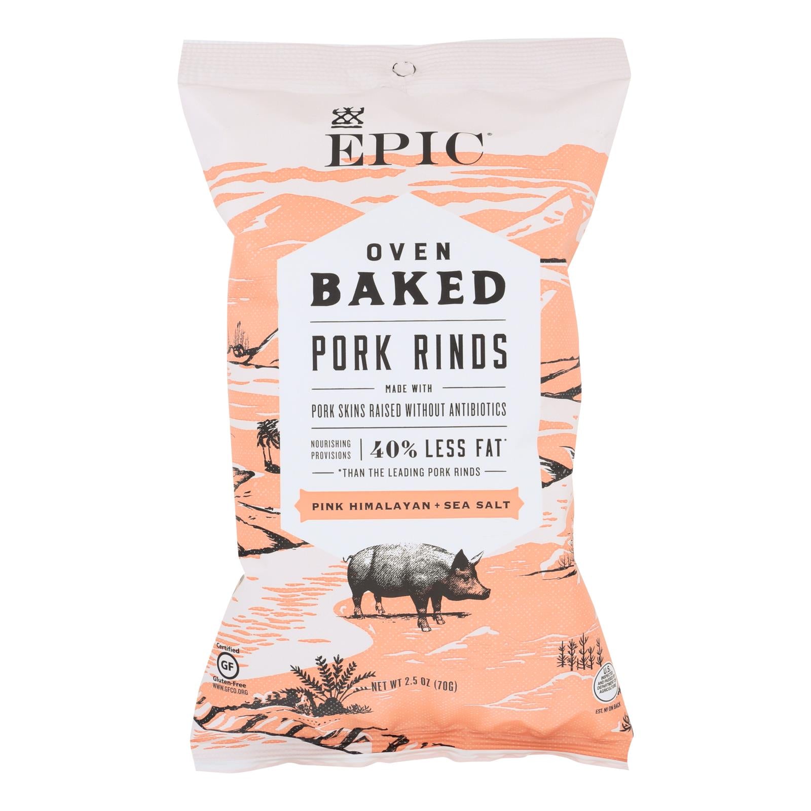 Epic, Epic Oven Baked Pork Rinds  - Case of 12 - 2.5 OZ (Pack of 12)