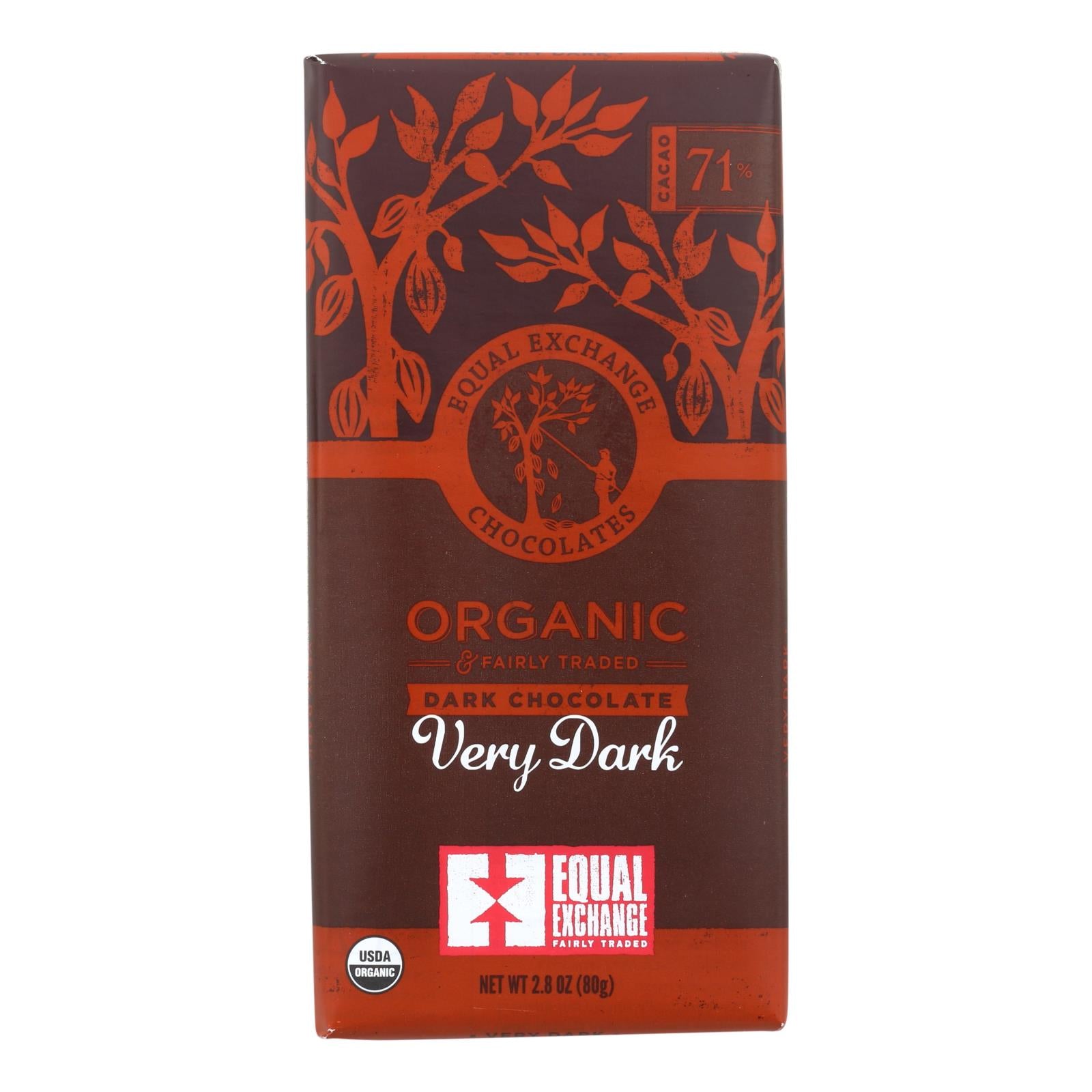 Equal Exchange, Equal Exchange Organic Chocolate Bar - Very Dark - Case of 12 - 2.8 oz. (Pack of 12)