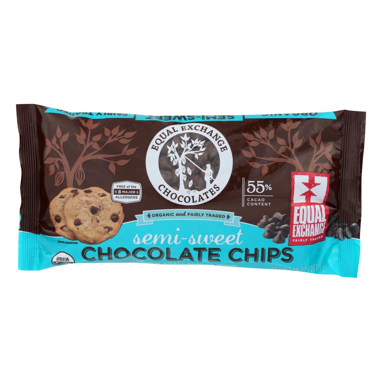 Equal Exchange, Equal Exchange Organic Chocolate Chips - Semi-Sweet - Case of 12 - 10 oz. (Pack of 12)