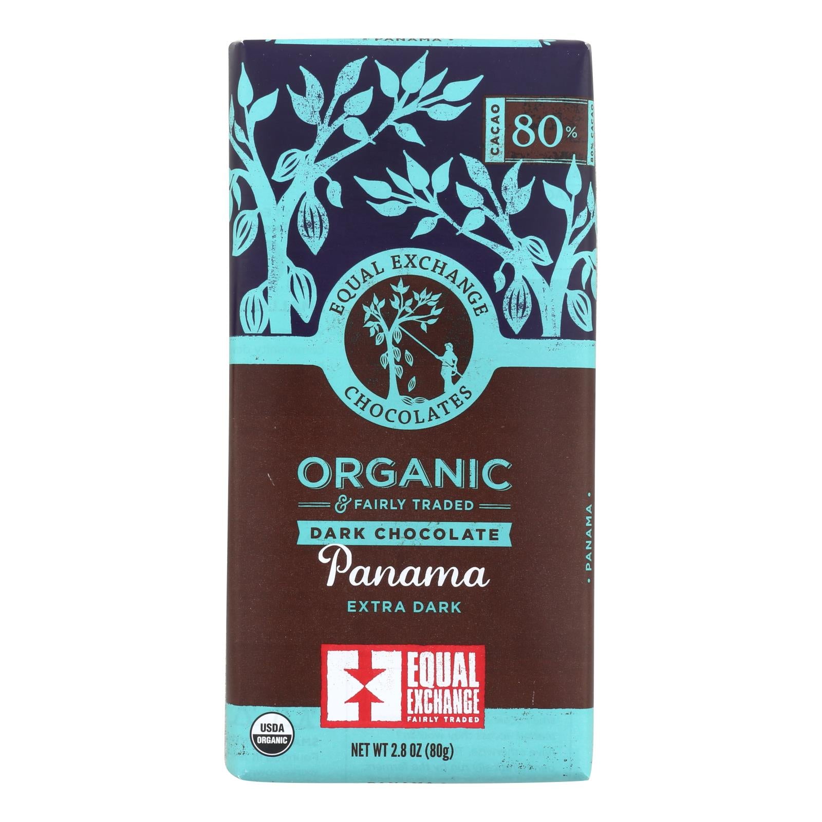 Equal Exchange, Equal Exchange Organic Dark Chocolate Bar - Panama Extra - Case of 12 - 2.8 oz. (Pack of 12)