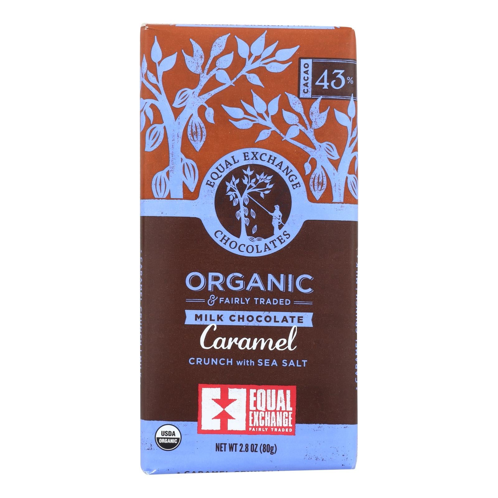 Equal Exchange, Equal Exchange Organic Dark Chocolate Caramel Crunch with Sea Salt - Caramel Crunch - Case of 12 - 2.8 oz. (Pack of 12)