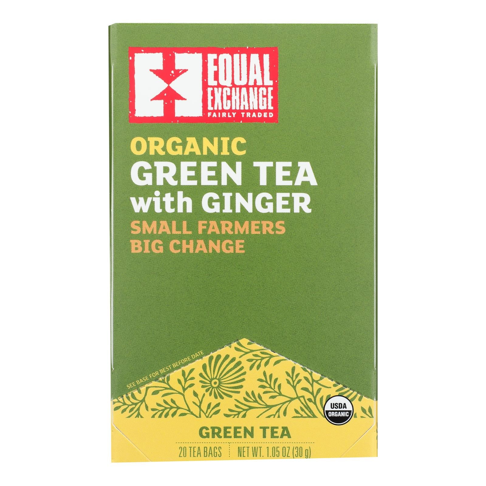 Equal Exchange, Equal Exchange - Tea Green Ginger - Case of 6-20 BAG (Pack of 6)