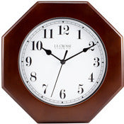 EQUITY BY LA CROSSE, Equity By La Crosse 404-2624o 9.5 Solid Pine Octagonal Wood Clock