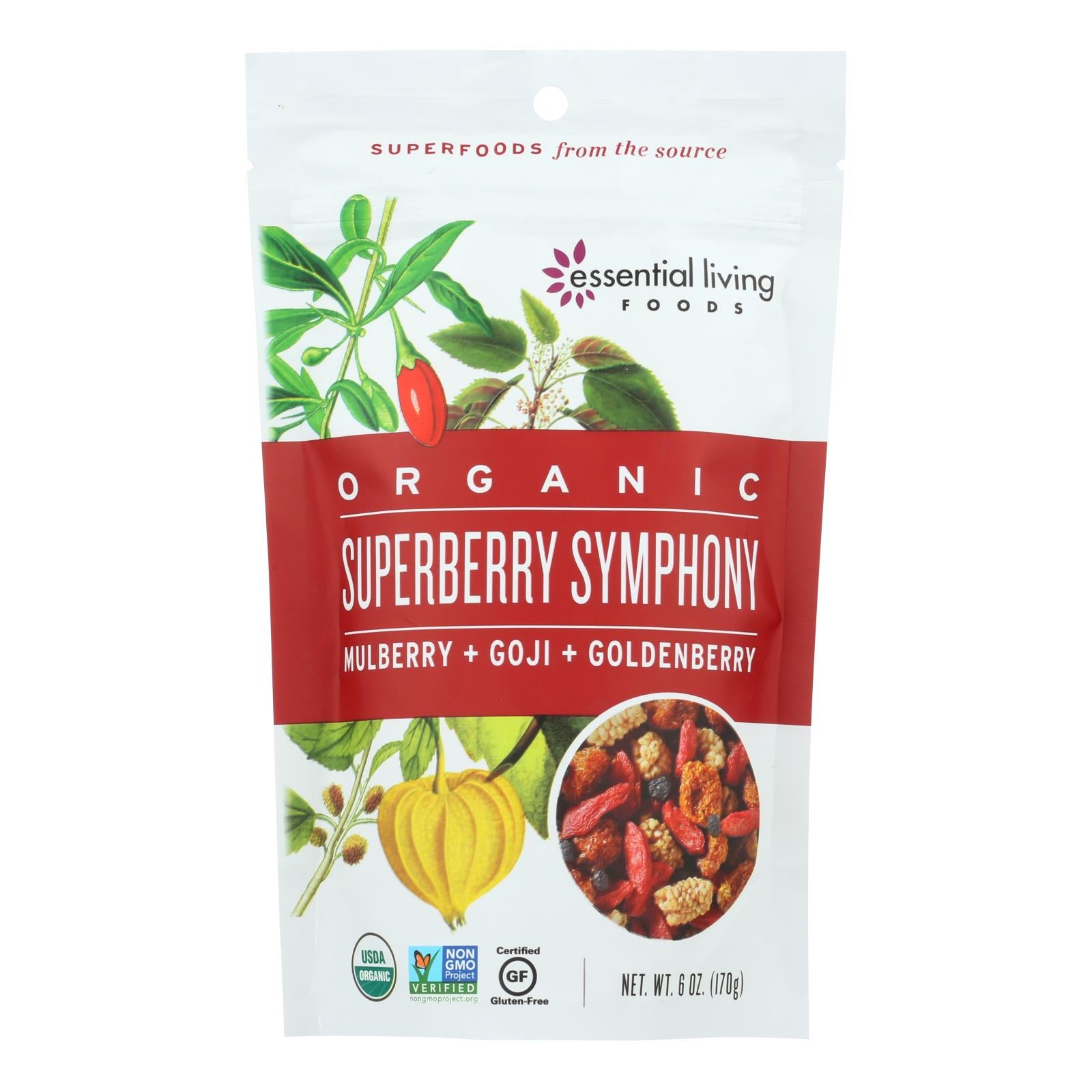 Essential Living Foods, Essential Living Foods Super berry Symphony - Goji and Golden berries - Case of 6 - 6 oz. (Pack of 6)