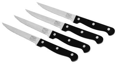 Corelle Brands, Essentials Steak Knife Set, Stainless Steel & Black, 4-Pc.