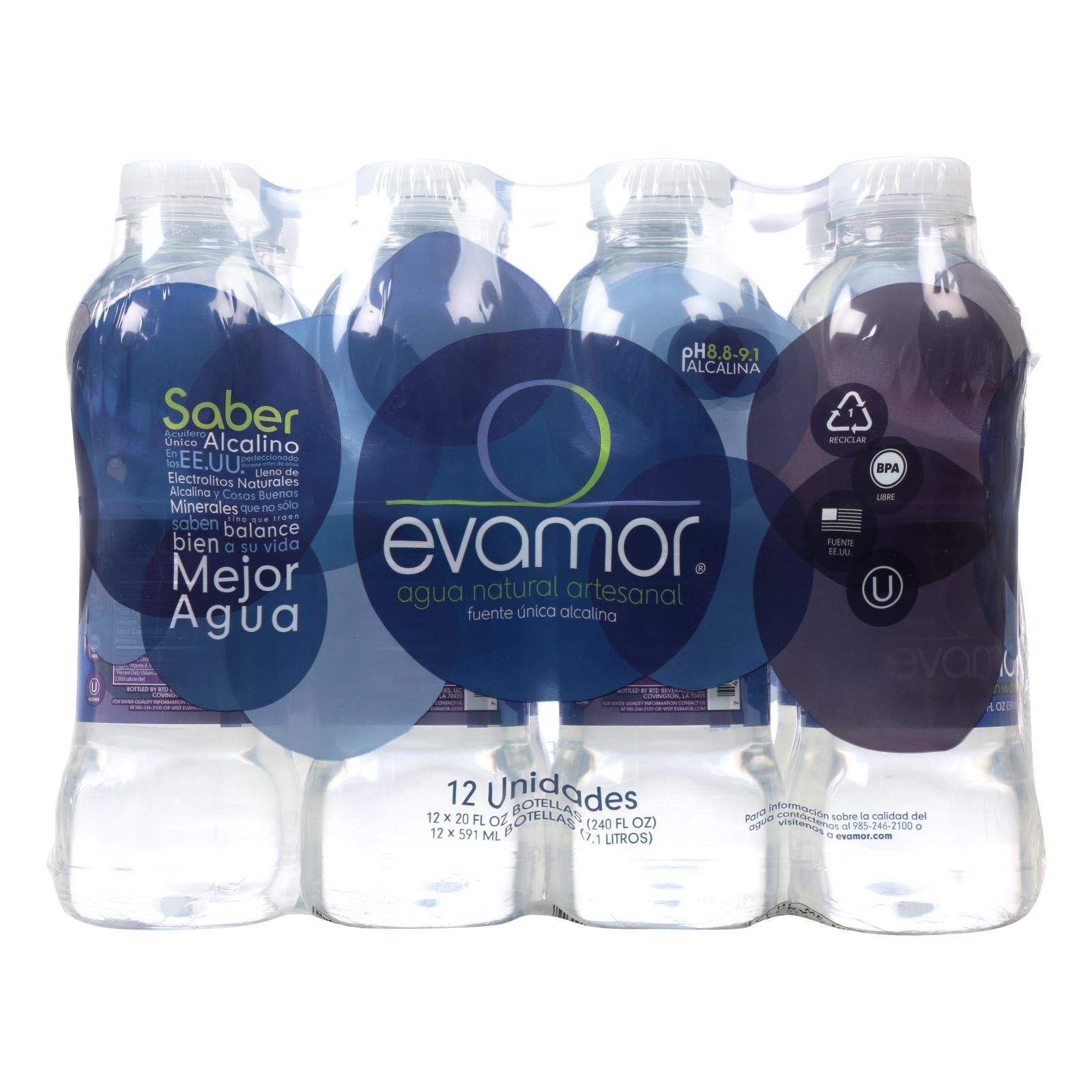 Evamor, Evamor Naturally Alkaline Artesian Water - Natural Artesian - Case of 1 - 20 FL oz.