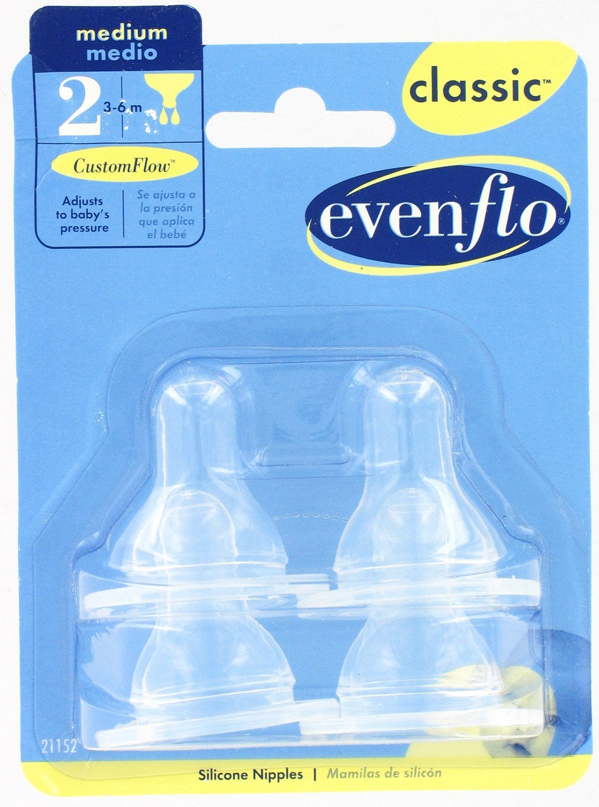 Even Flo Best For Baby, Even Flo Best For Baby 2115214 Classic™ Medium Flow Clear Silicone Nipples