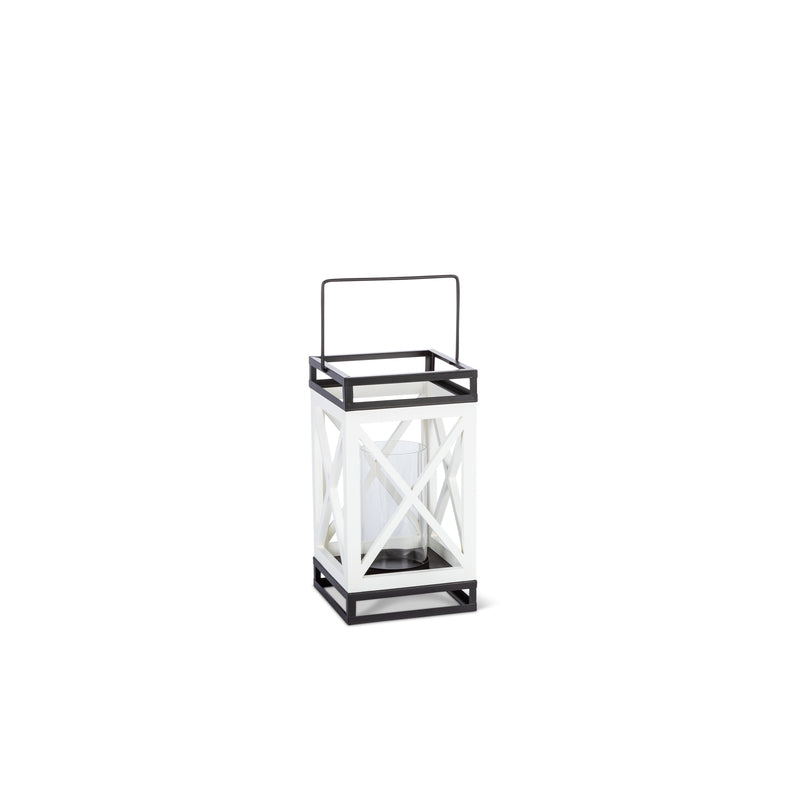 GERSON COMPANY/GIL DIVISION, Everlasting Glow 12 in. H X 4 in. W X 4 in. L Black/White Metal/Wood Lantern