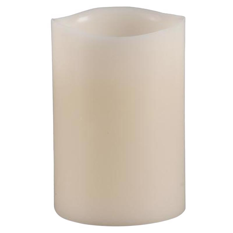 GERSON COMPANY/GIL DIVISION, Everlasting Glow Bisque Vanilla Scent Melted Edge Pillar Flameless Flickering Candle