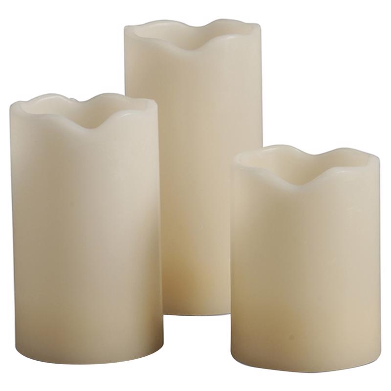 GERSON COMPANY/GIL DIVISION, Everlasting Glow Bisque Vanilla Scent Melted Edge Pillar Flameless Flickering Candle