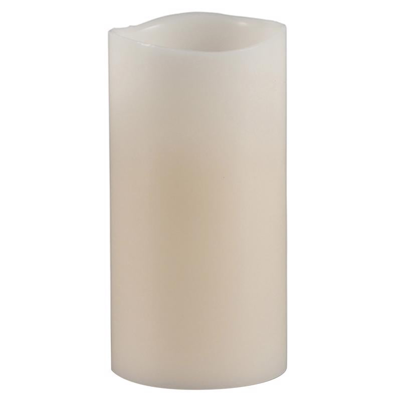 GERSON COMPANY/GIL DIVISION, Everlasting Glow Bisque Vanilla Scent Wavy Edge Pillar Flameless Flickering Candle