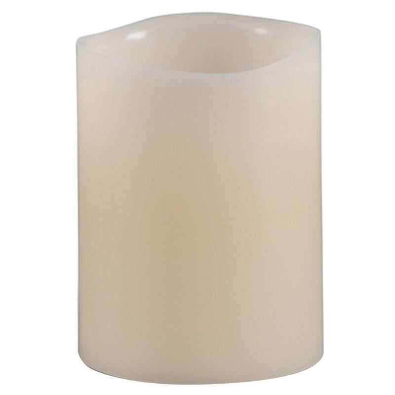 GERSON COMPANY/GIL DIVISION, Everlasting Glow Bisque Vanilla Scent Wavy Edge Pillar Flameless Flickering Candle