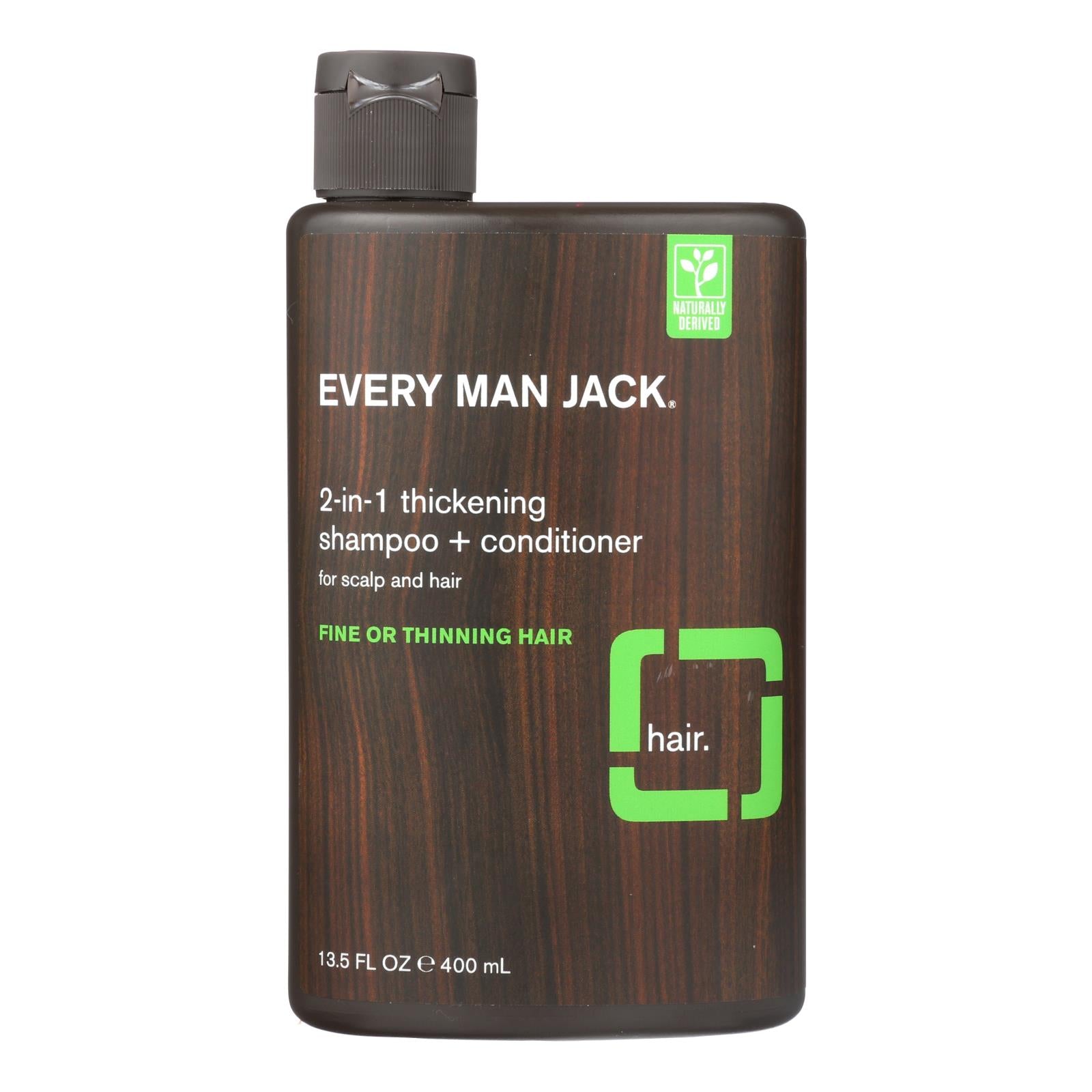 Every Man Jack, Every Man Jack 2 in 1 Shampoo plus Conditioner - Thickening - Scalp and Hair - Fine or Thinning Hair - 13.5 oz