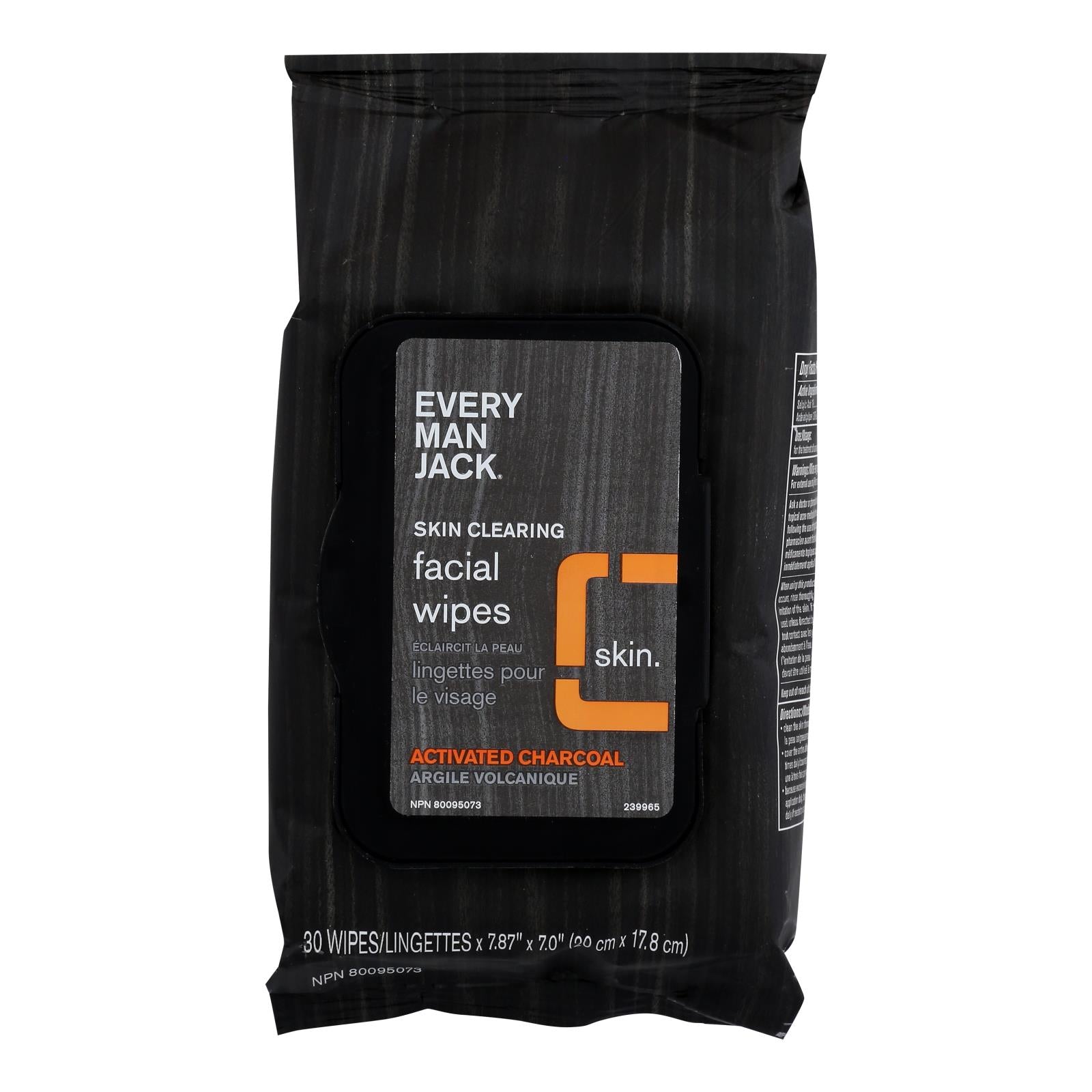 Every Man Jack, Every Man Jack - Fce Wpe Actvtd Charcoal - 1 Each - 30 CT