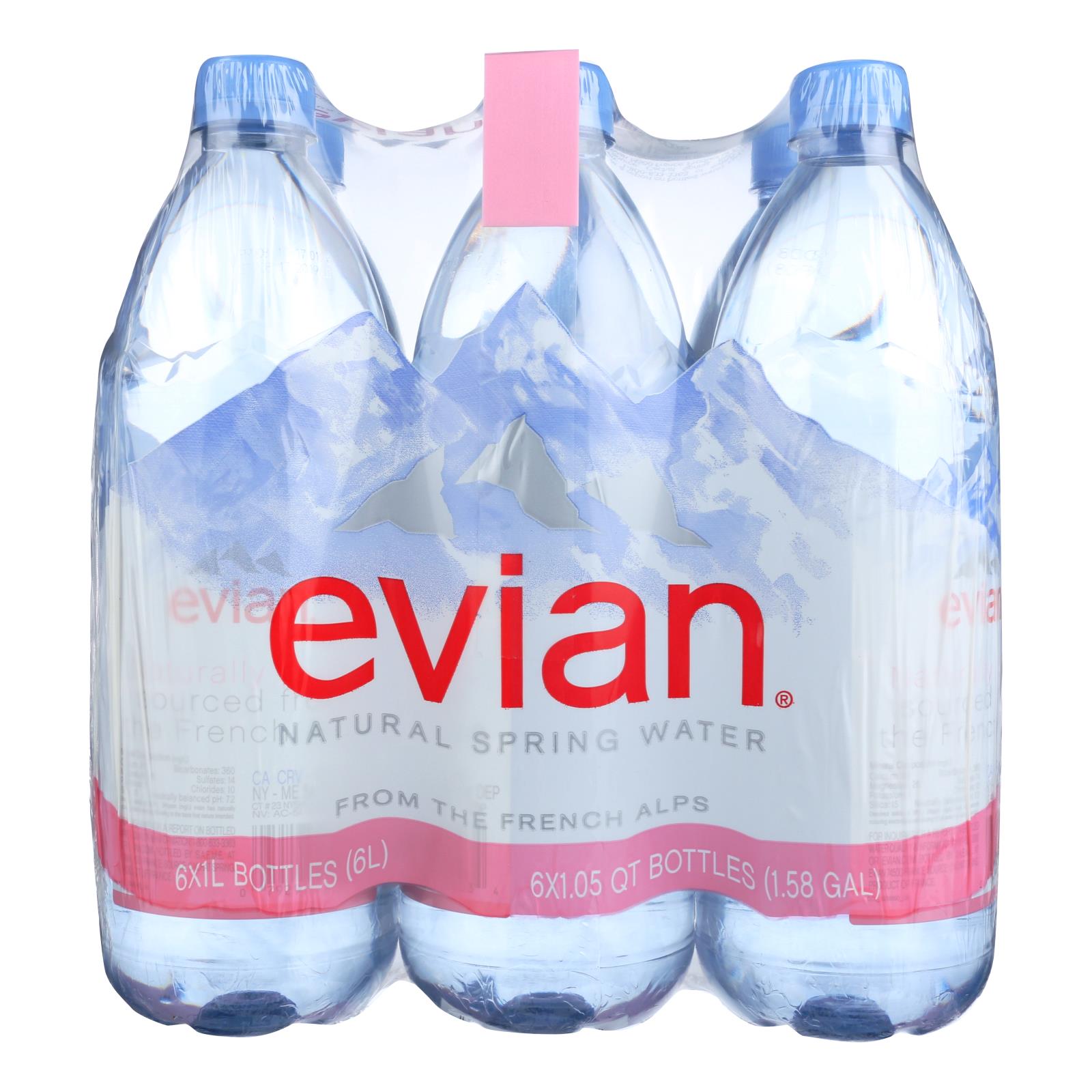 Evians Spring Water, Evians Spring Water Spring Water - Plastic - Case of 2 - 6/1 LTR (Pack of 2)