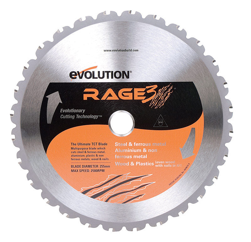 EVOLUTION POWER TOOLS LLC, Evolution 10 in. D X 1 in. Rage 3 Carbide Tipped Steel Circular Saw Blade 28 teeth