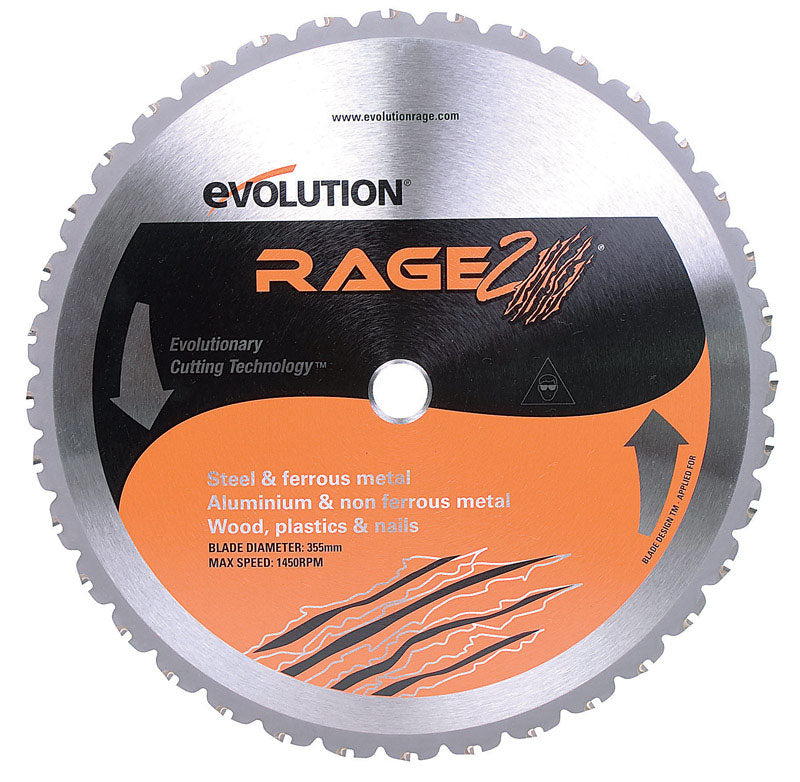 EVOLUTION POWER TOOLS LLC, Evolution 14 in. D X 1 in. Rage 2 Carbide Tipped Steel Circular Saw Blade 36 teeth