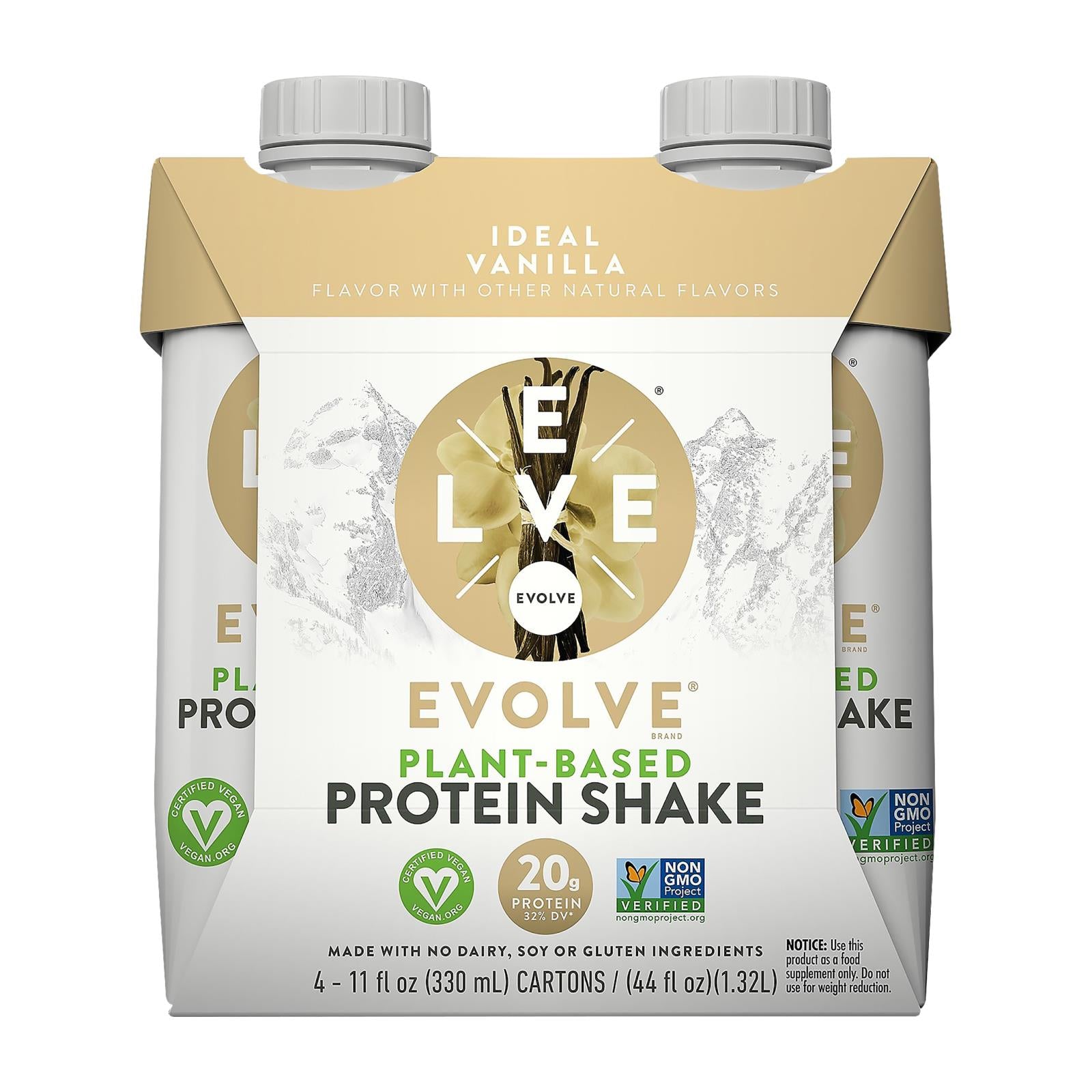 Evolve, Evolve Ideal Vanilla Protein Shakes  - Case of 3 - 4/11 OZ (Pack of 3)