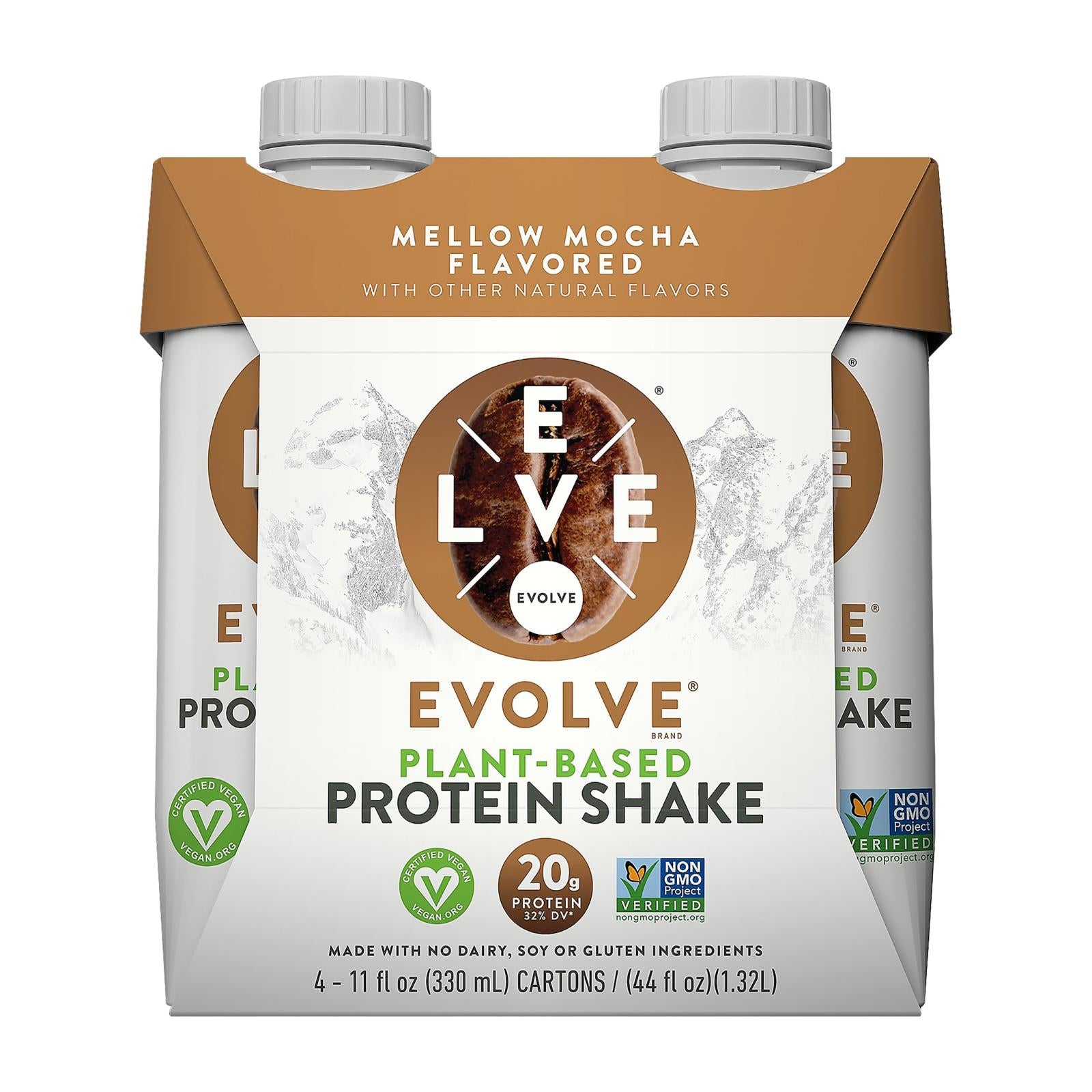 Evolve, Evolve Mellow Mocha Protein Shakes  - Case of 3 - 4/11 OZ (Pack of 3)