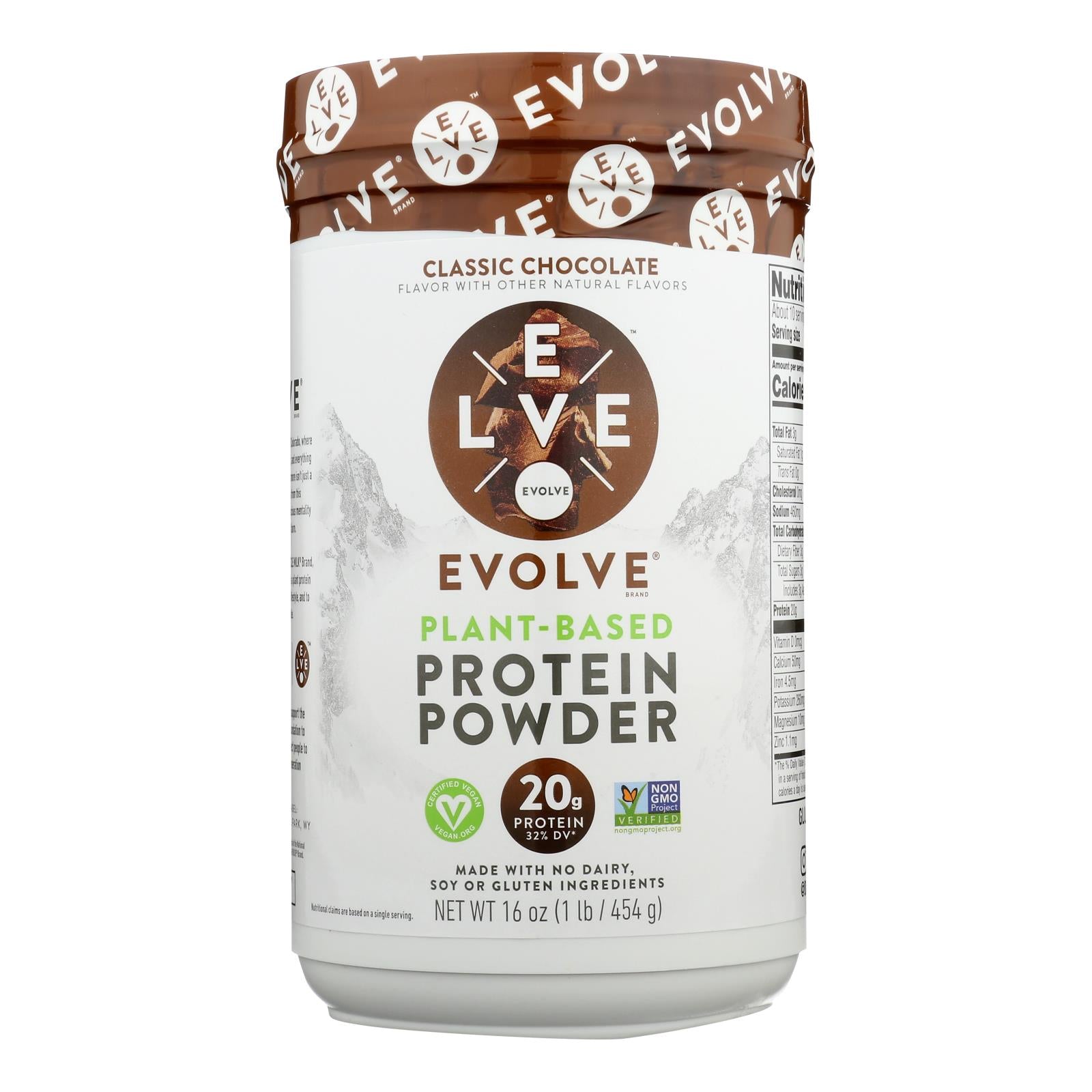 Evolve, Evolve Real Plant-Powered Classic Chocolate Flavor Protein Powder  - 1 Each - 16 OZ