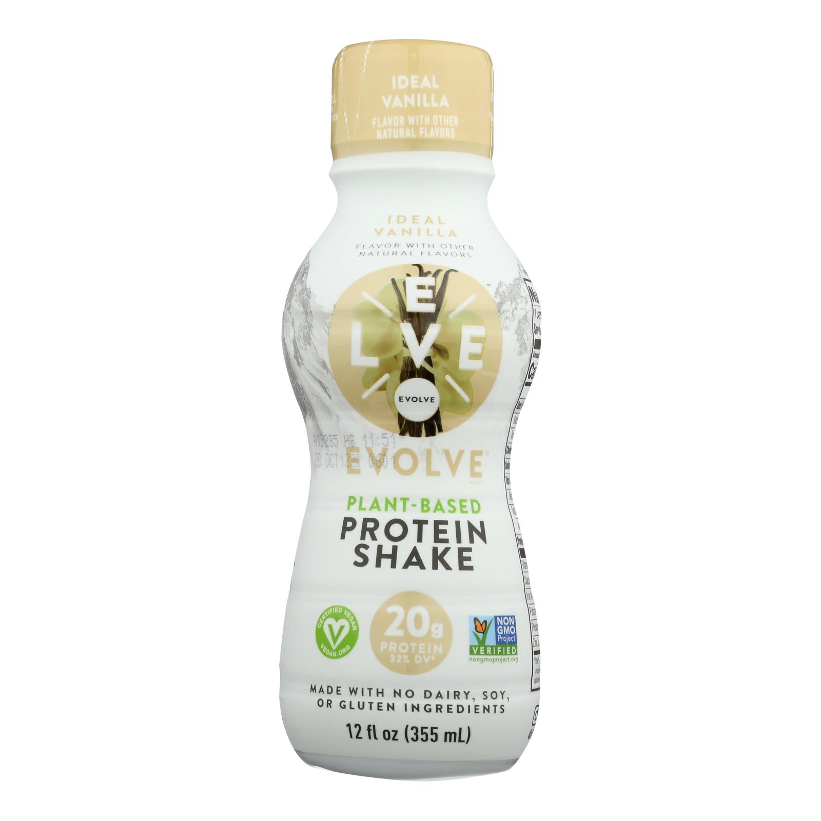 Evolve, Evolve Vanilla Plant Based Protein Shake  - Case of 12 - 12 FZ (Pack of 12)