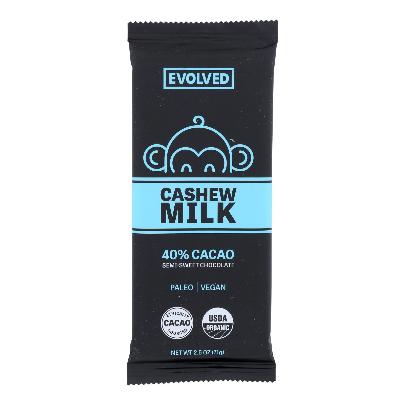 Evolved, Evolved Cashew Milk Primal Chocolate - Case of 8 - 2.5 OZ (Pack of 8)